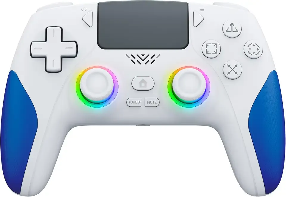 IWGAME Wireless Controller for PS-5/PC, Hall Effect Joysticks & Triggers, Gaming Controller with Programmable/Remap/Turbo/LED Light Functions, 3.5MM Headphone Jack, Dual Vibration,White