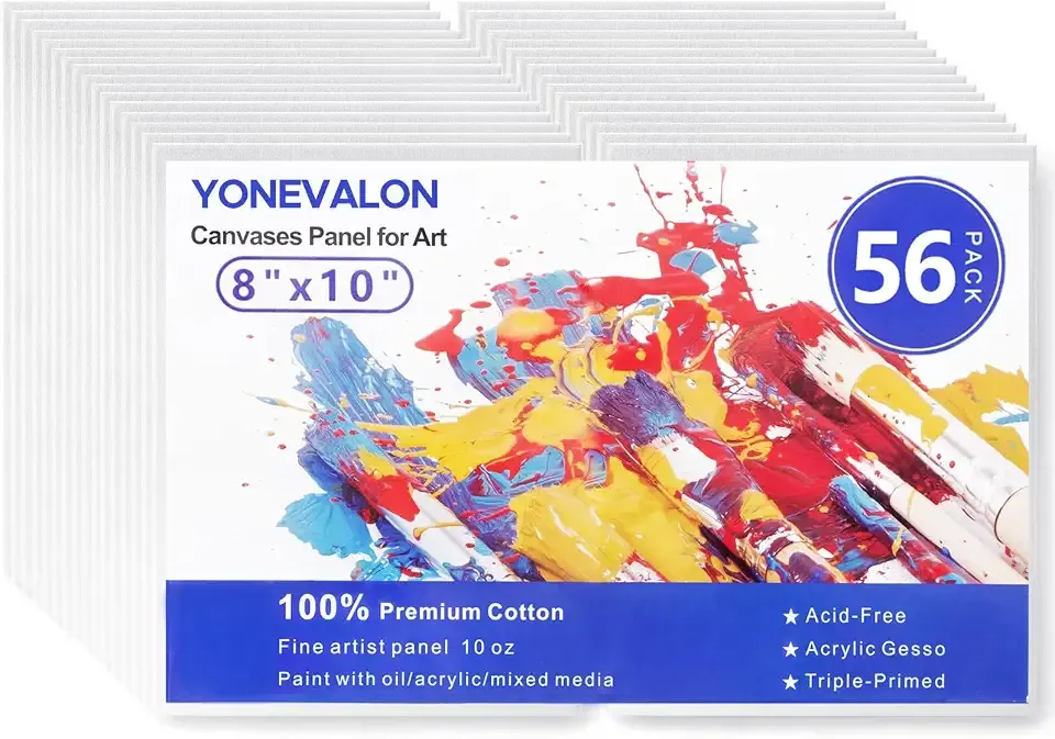 Canvas Boards for Painting Bulk 56 Pack, 8x10 Inch Blank Painting Canvases
