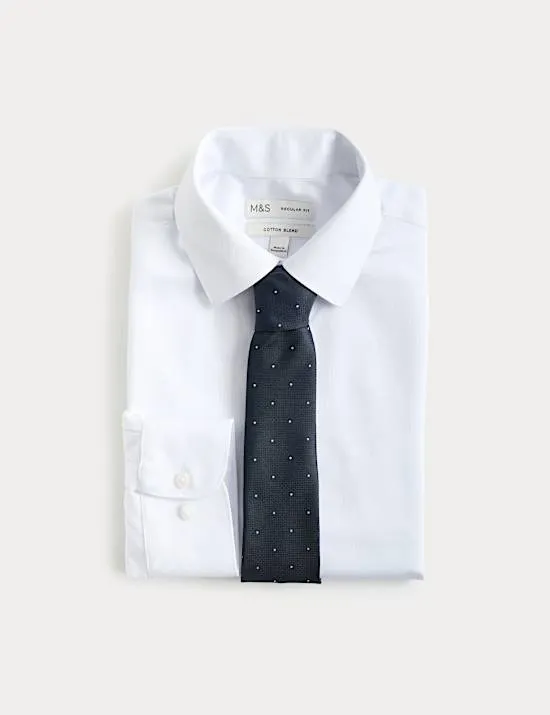 Regular Fit Cotton Blend Shirt & Tie Set