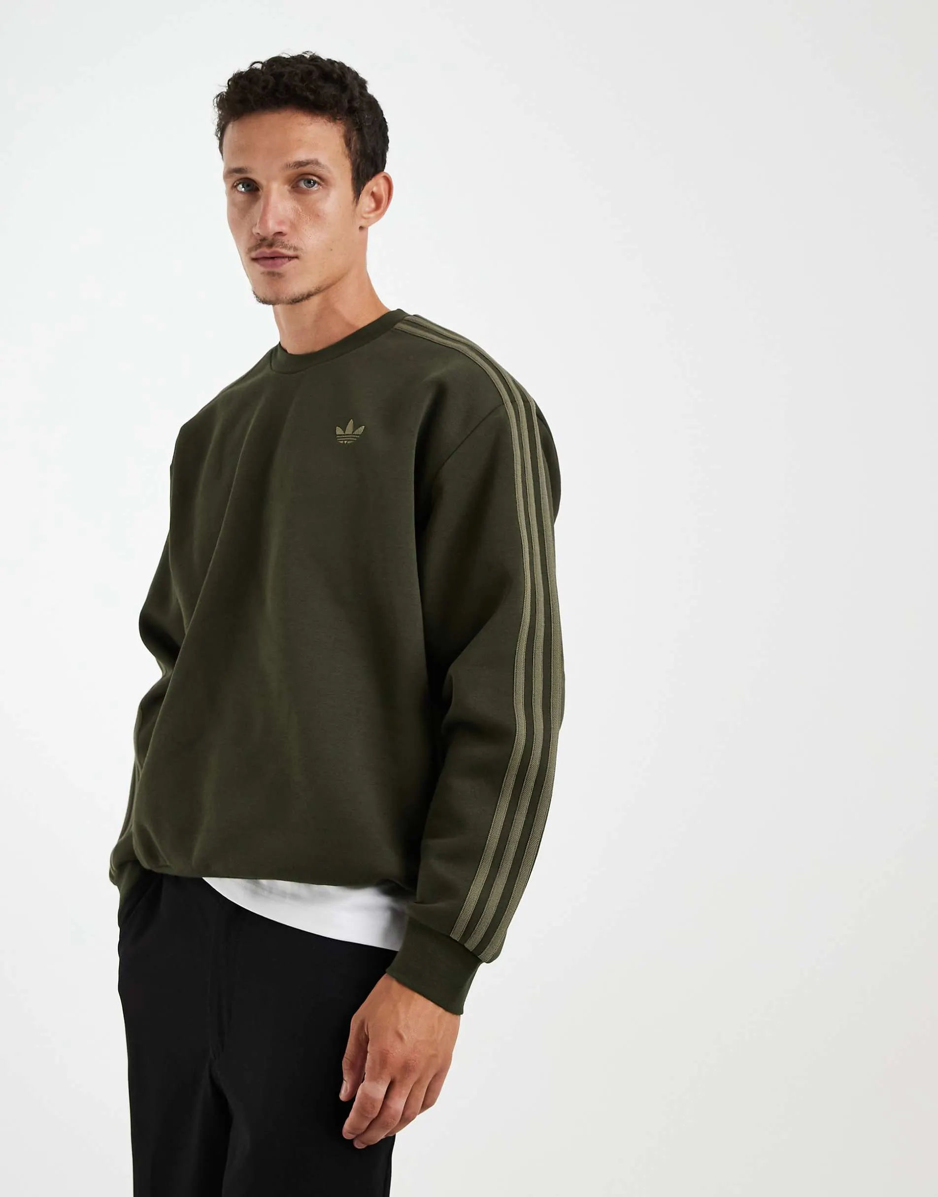 adidas Originals Adicolor 3-stripes oversized crewneck in night cargo