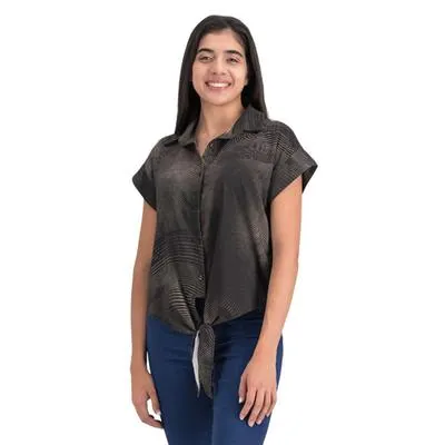 Blusa Mxstaza Mujer Manga Corta Con Nudo Frontal