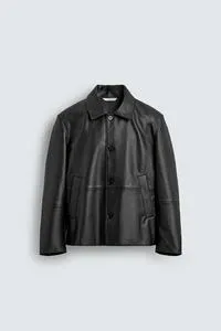 REGULAR FIT FAUX LEATHER OVERSHIRT