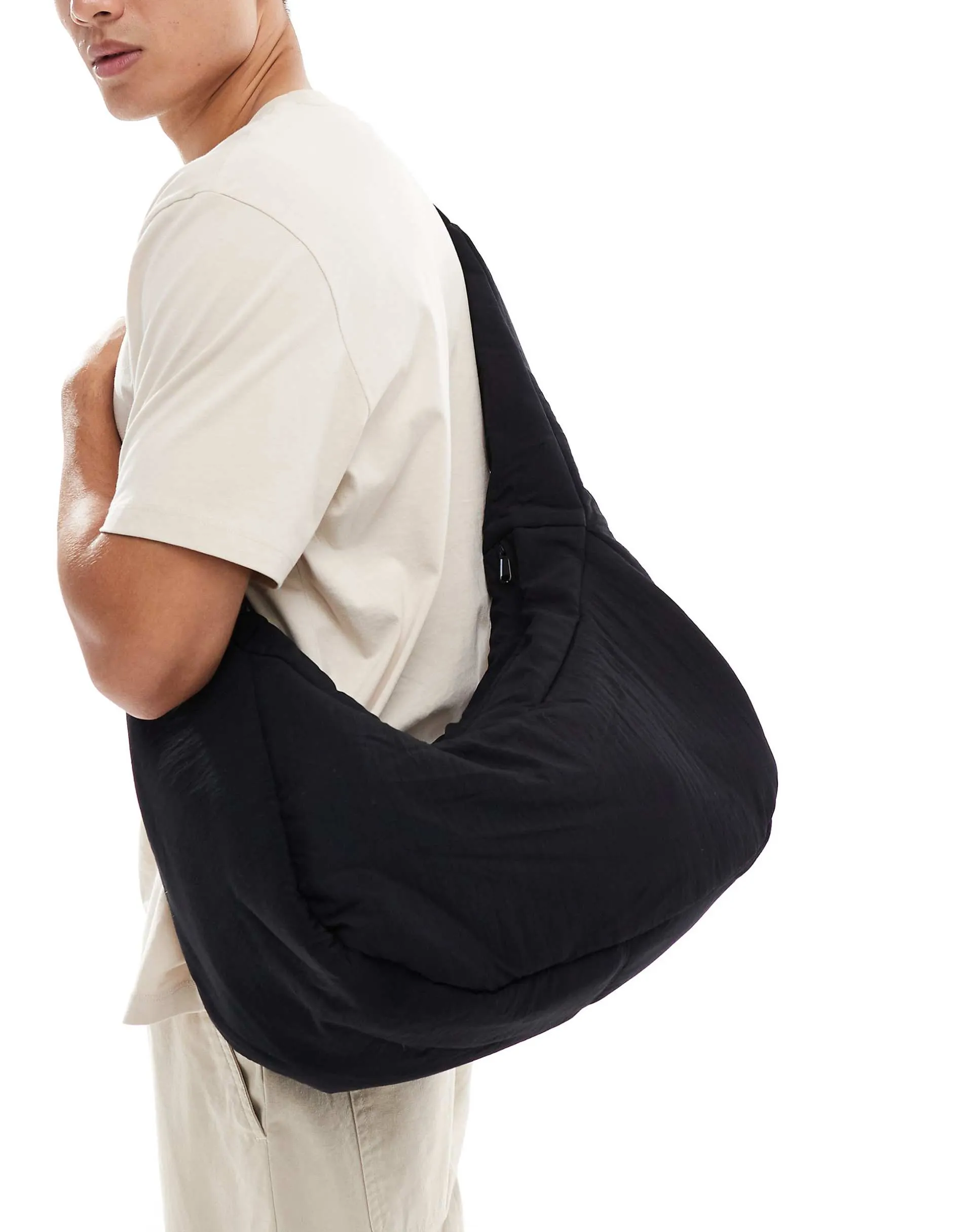Jack & Jones oversized crossbody sling bag in black