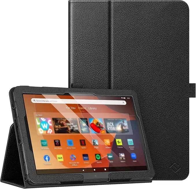 Fintie Folio Case for All-New Amazon Fire HD 10 and 10 Plus Tablet (13th/11th Generation, 2023/2021 Release) - Slim Fit Standing Cover with Auto Sleep/Wake, Black