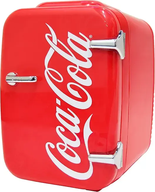Cooluli Retro Coca-Cola Mini Fridge for Bedroom - Car, Office Desk & College Dorm Room - 4L/6 Can 12V Portable Cooler & Warmer for Food, Drinks & Skincare - AC/DC and Exclusive USB Option (Coke, Red)