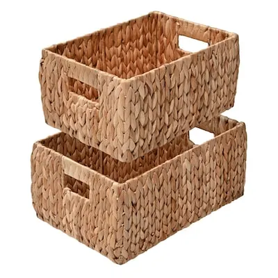 Leif Hand-Woven Minimalist Rustic Nesting Multiple sizes Natural Water hyacinth Stackable Decorative Basket