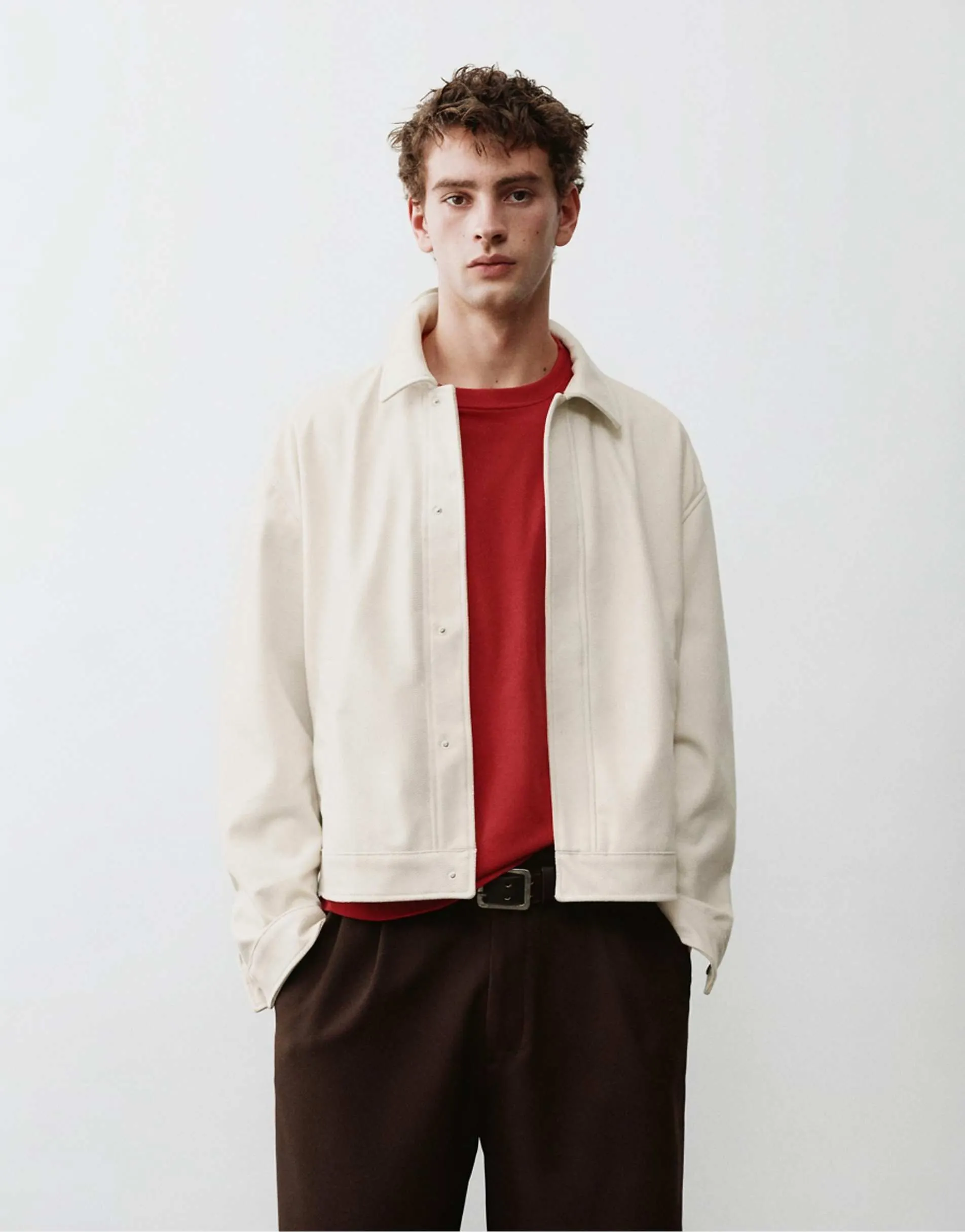 Pull&Bear Trucker jacket in off white