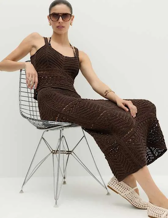 Set aus Pointelle-Strickoberteil und Rock mit hohem Baumwollanteil