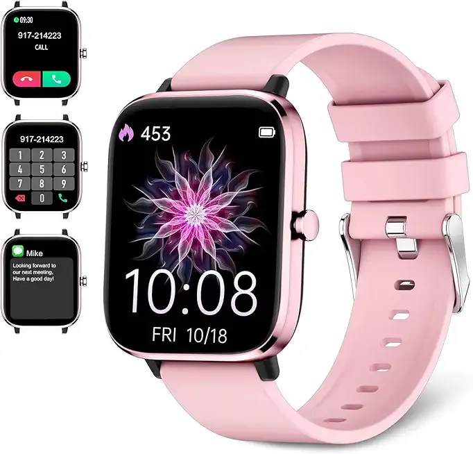 Smartwatch for Women - Call, Fitness Tracker, Heart Rate & Sleep Monitor, 1.69" Touch Screen, Waterproof - For Android & iPhone, Pink
