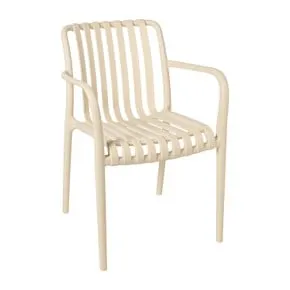 Stapelbare tuinstoel Lea met armleuning - beige - 80x58x55 cm