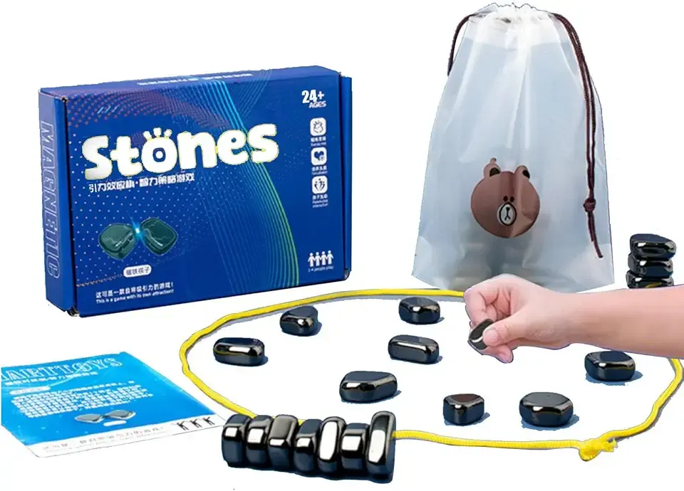 24 Fun Thunder Step Chess Magnet Matches, Party Desktop Entertainment, Magnet Chess (Black)