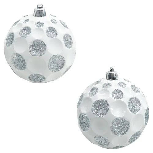 Enchanted Forest® 100mm White Concave/Convex Shatterproof Ornaments - 2 Pack