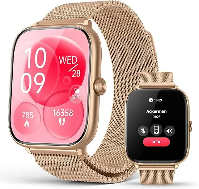 Smart Watch for Women with Blood Pressure Monitor, 2.06" AMOLED Display, IP68 Waterproof Fitness Tracker, 118 Sports Modes, Heart Rate/SpO2/Sleep Monitor, Gift for Her, Compatible with Android iPhone