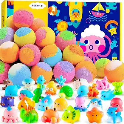 28 Pack Bath Bombs for Kids with Surprise Land & Sea Ani…