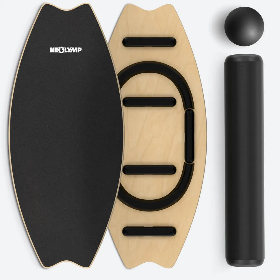 Dřevěná balanční deska s válcem & míčem – 7 úrovní, do 210 kg