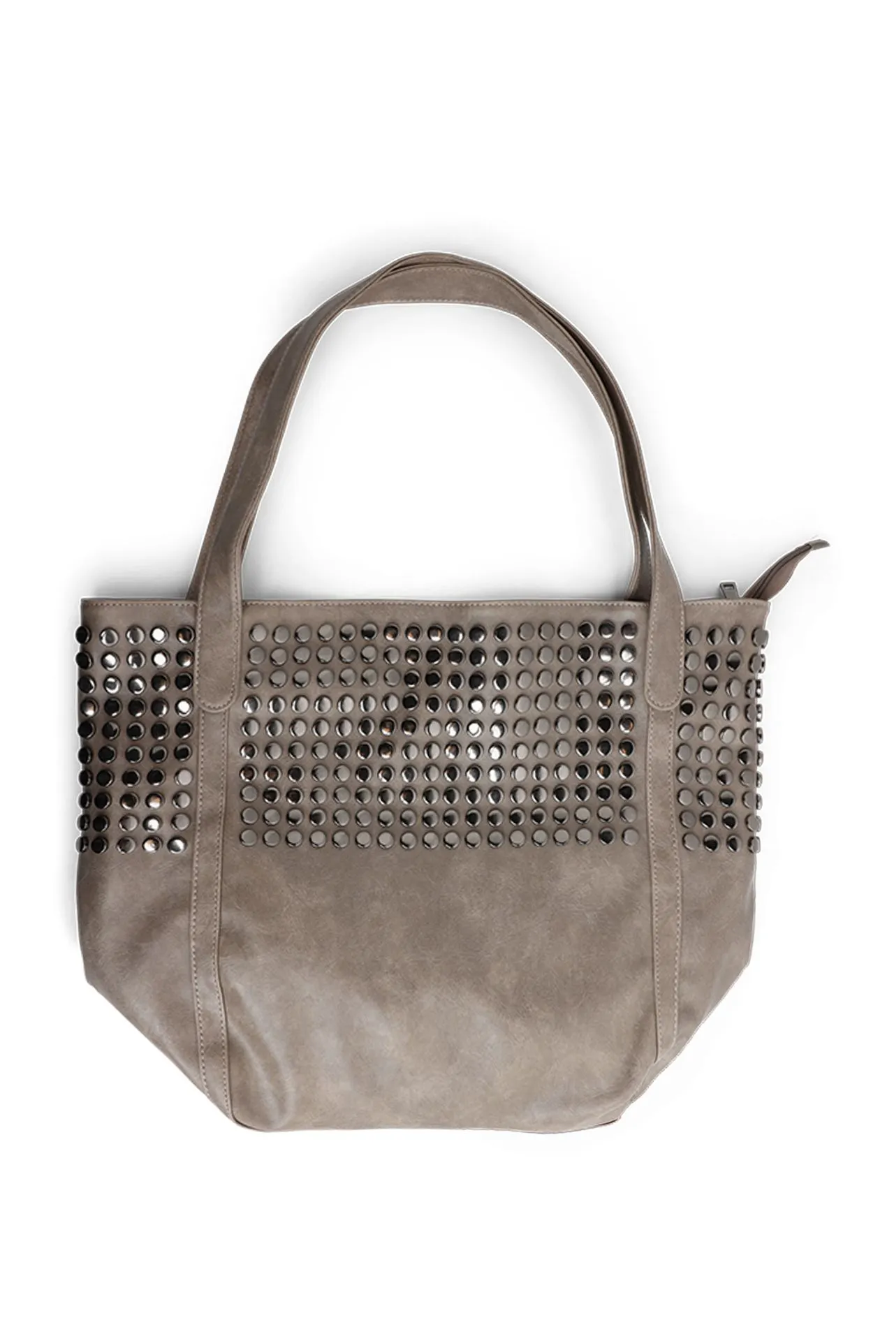 Taupe shopper met studs