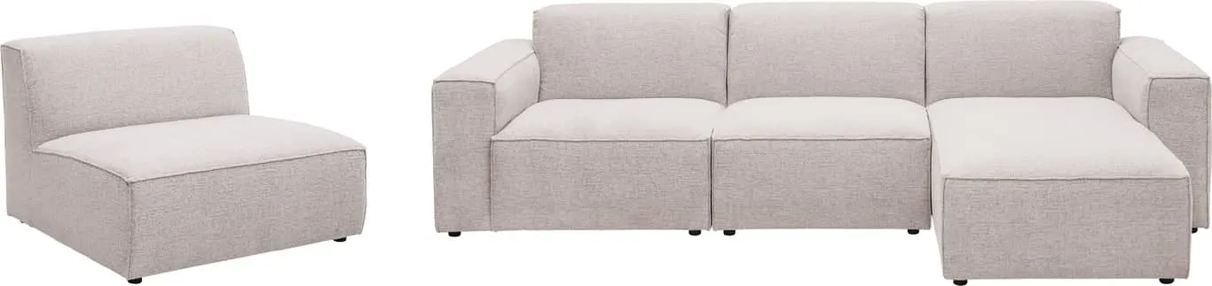 San Remo 2-seter m/sjeselong høyre Stoff Beatto Light Grey