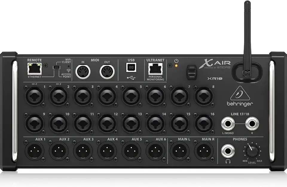 Behringer X AIR XR18 18-Channel, 12-Bus Digital Mixer for iPad/Android Tablets with 16 Programmable Midas Preamps, Integrated Wifi Module and Multi-Channel USB Audio Interface