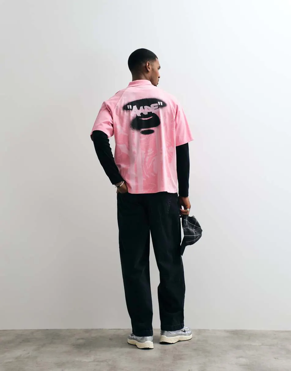 Aape by A Bathing Ape logo sports jersey in light pink