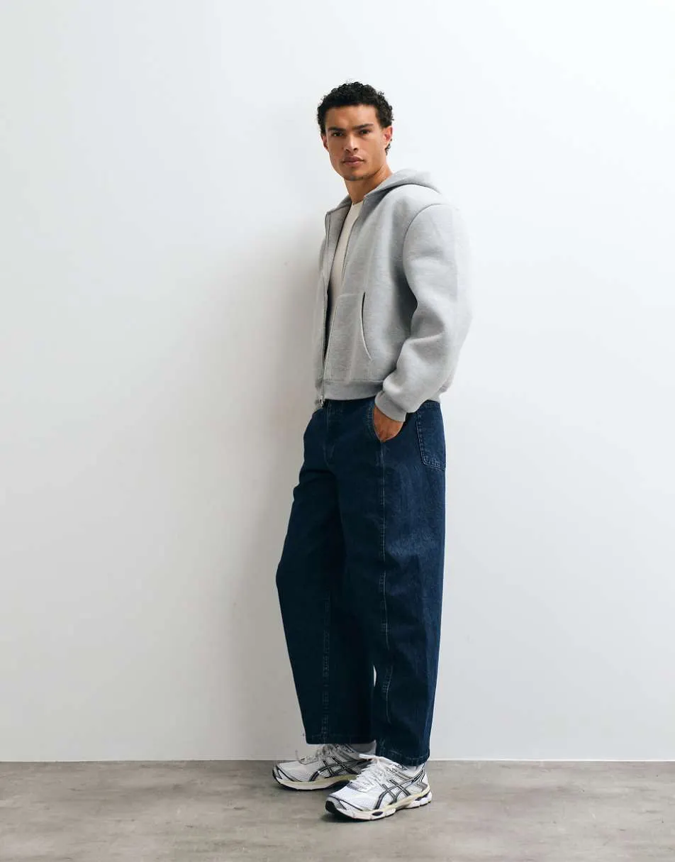 ASOS DESIGN barrel jeans in dark wash blue with stitch detailing