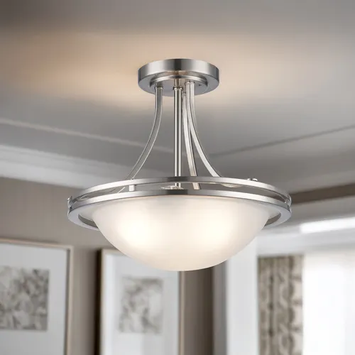 Patriot Lighting® Bandar Brushed Nickel 3-Light Interchangeable Semi-Flush Mount Ceiling Light or Pendant