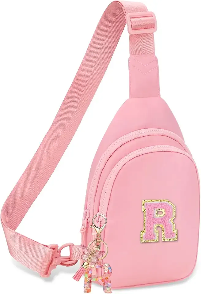 Birthday Gifts for for Girls Women- Personalized Initial Sling Bag Cross Body Bag Fashion Waist Packs Trendy Travel Fanny Pack with Initial Letter Patch Cute Stuff R