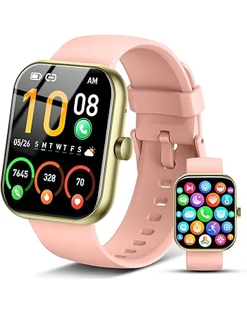 Smart Watch for Men Women, 2026 Release (Answer/Make Call) 1.96" HD Fitness Tracker Running Watch,IP68 Waterproof, Pedometer,Step/Sleep/Heart Rate Monitor,110+ Sport Mode Smartwatch for Android,Pink