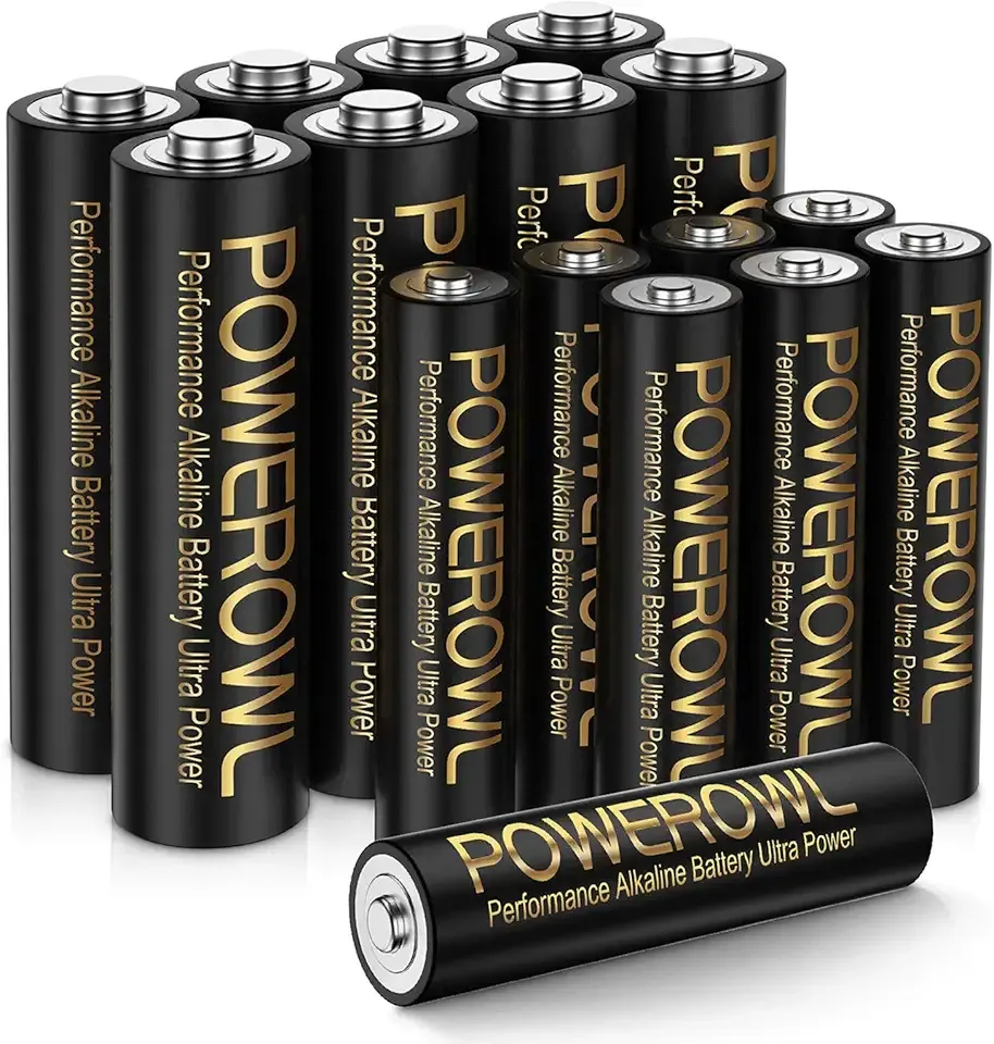 POWEROWL High-Capacity Alkaline AA AAA Batteries Combo, Long Lasting, 10-Year Shelf Life - Pack of 16