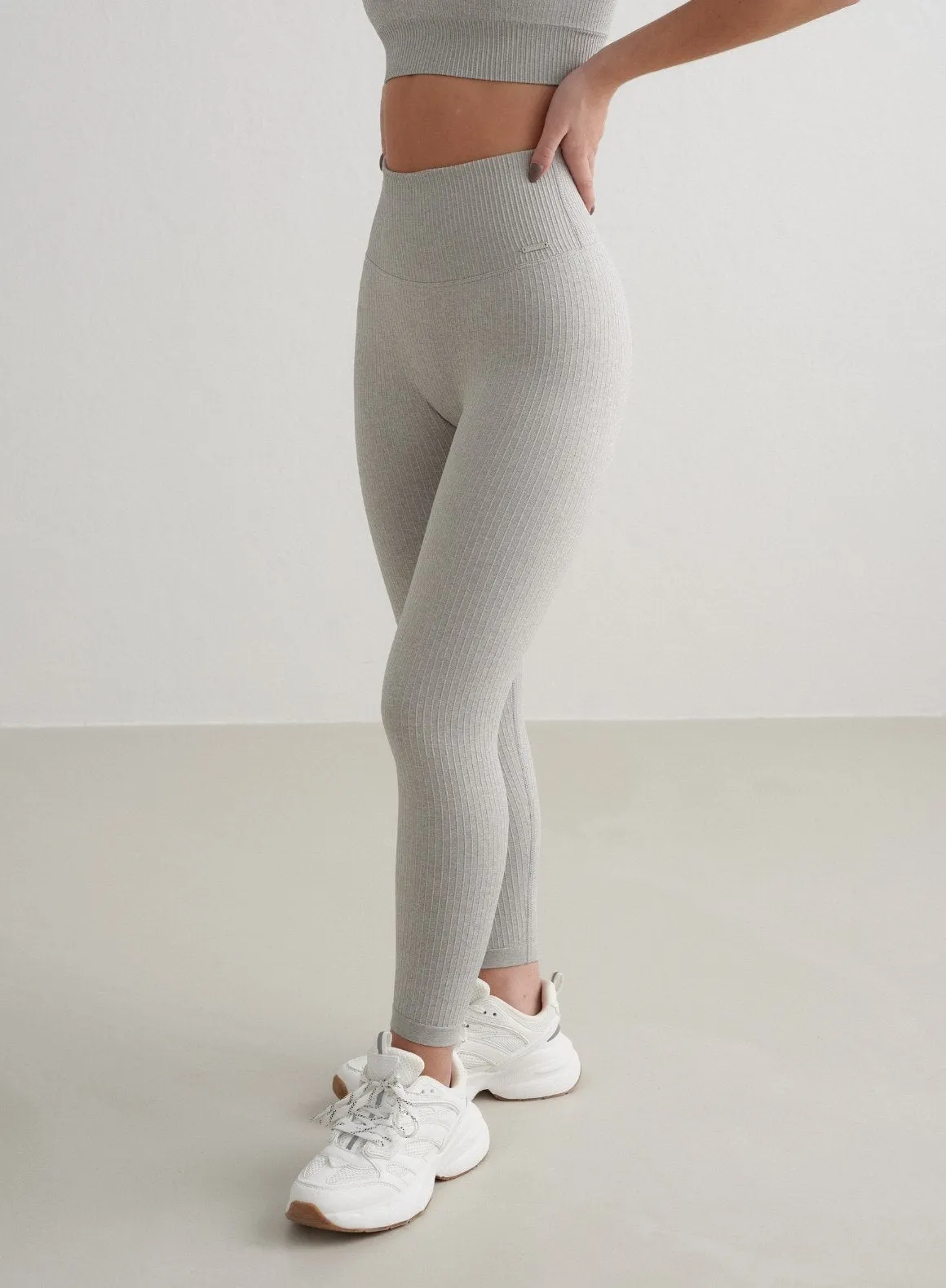 Grey Melange Ribbed Seamless Petite Tights