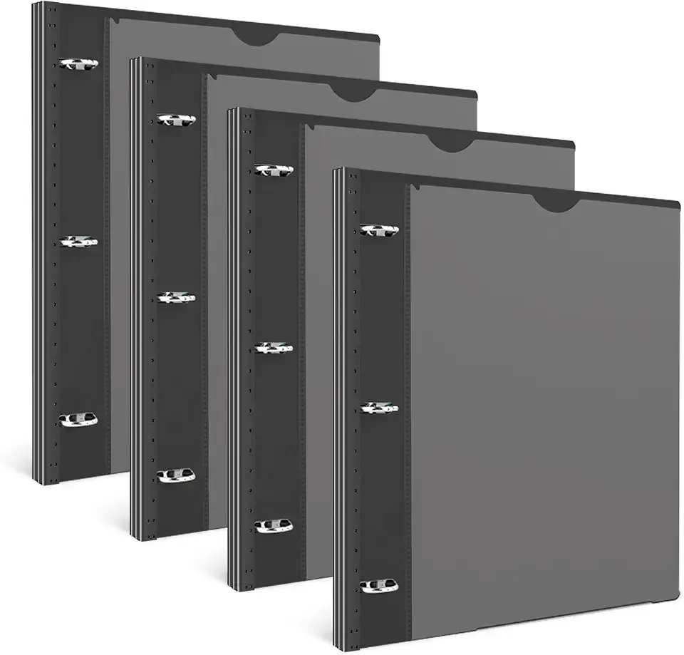 INFUN 1 Inch Telescoping 3 Ring Binder - 4PCS-Black, Flexible Binders with Customizable Front Cover and Clear Catalog Pocket,1 inch Binders 3 Ring, 225 Sheet Capacity