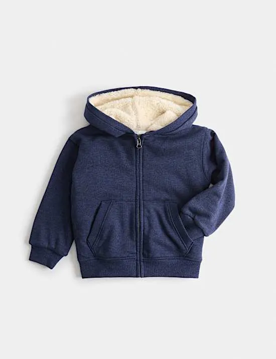 Hoodie mit hohem Baumwollanteil und Teddyfutter (2–8 Jahre)
