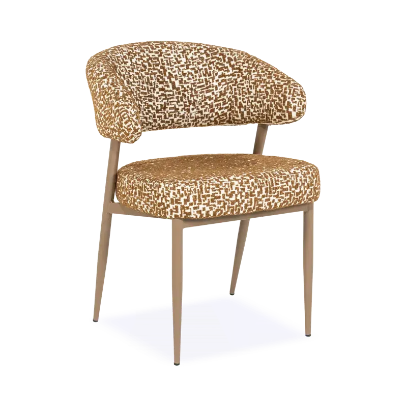 Eetkamerstoel Miso – stof Tetris Bruin – open rug - poot taupe