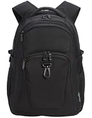 Amazon Basics Travel Laptop Backpack with Multiple Pockets and Compartments for 15.6 inch Laptop, Water Resistant, Spacious with Padded Shoulder Straps, Black | for 15.6 inch Laptop