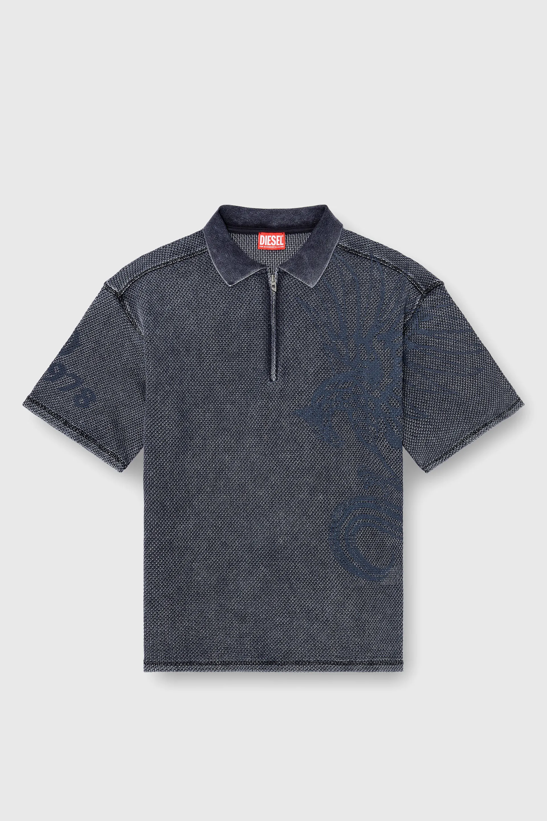 Mesh-jacquard polo shirt with Phoenix print