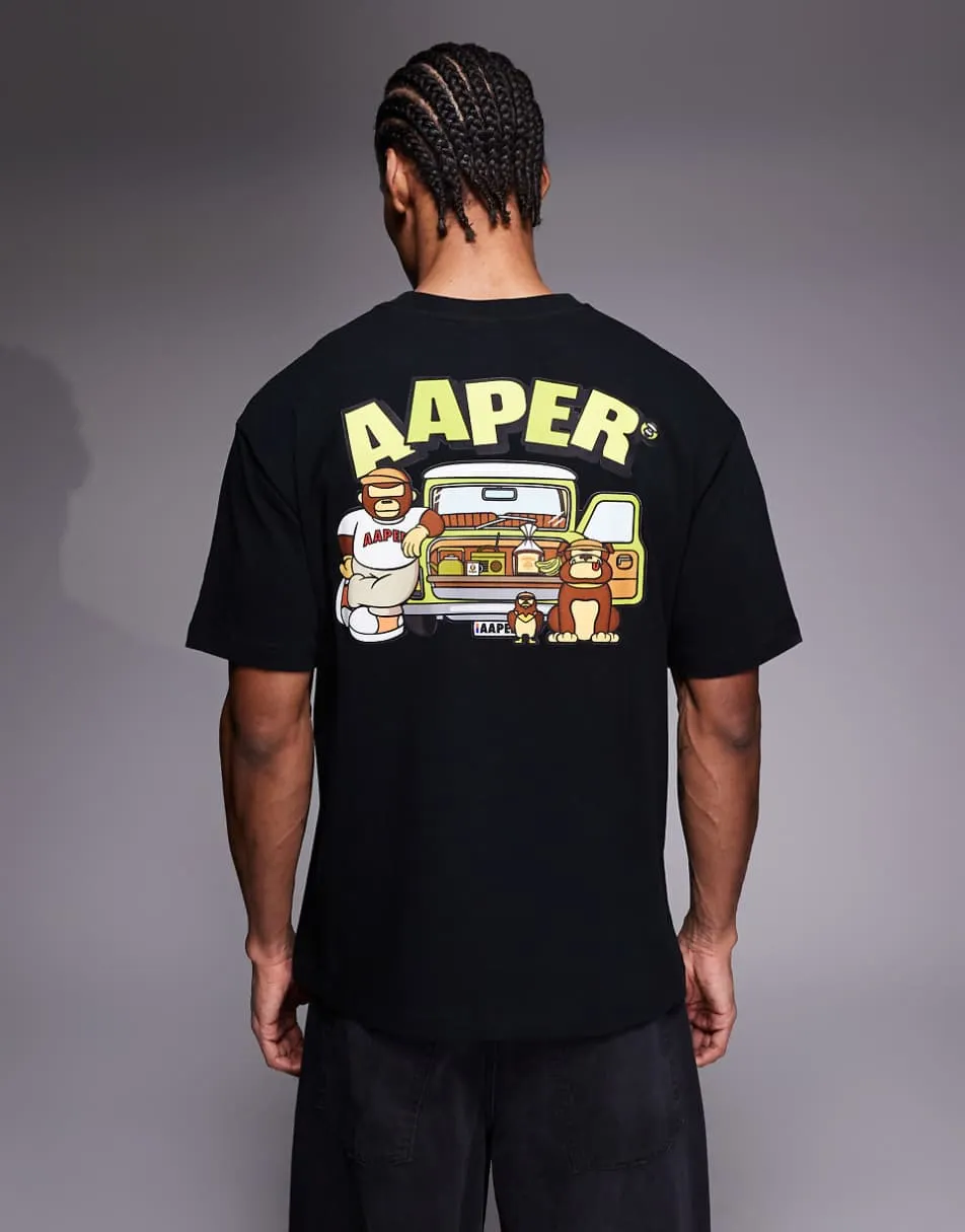 Aape by A Bathing Ape 'aaper' t-shirt in black with back print