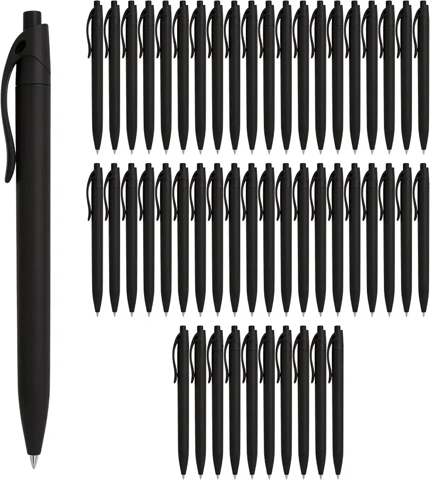 52 Psc Black Ink Ballpoint Pens 1mm Bold Point Quick Dry Smooth Writing