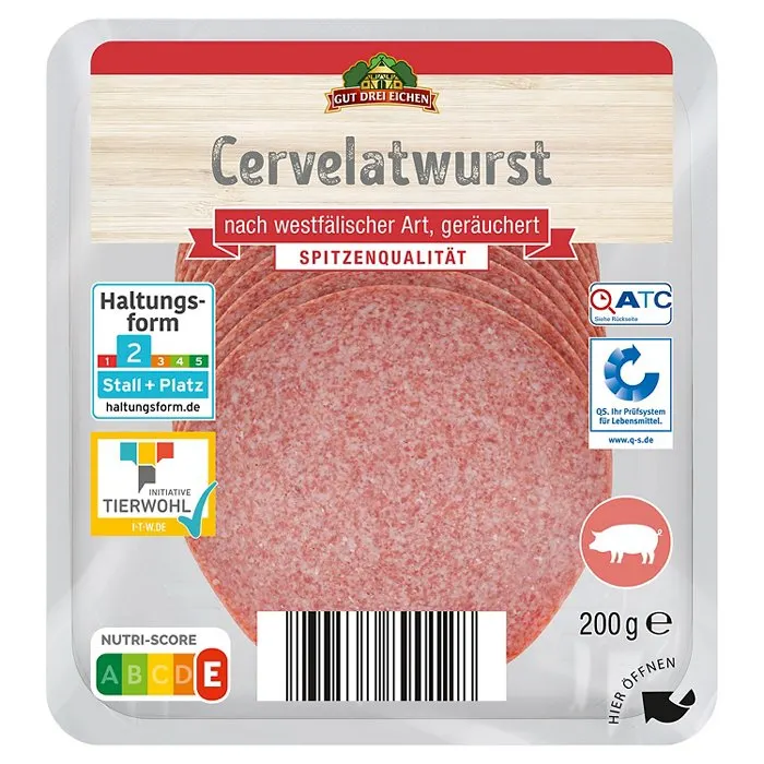 GUT DREI EICHEN Dauerwurst-Aufschnitt 200 g, Cervelatwurst