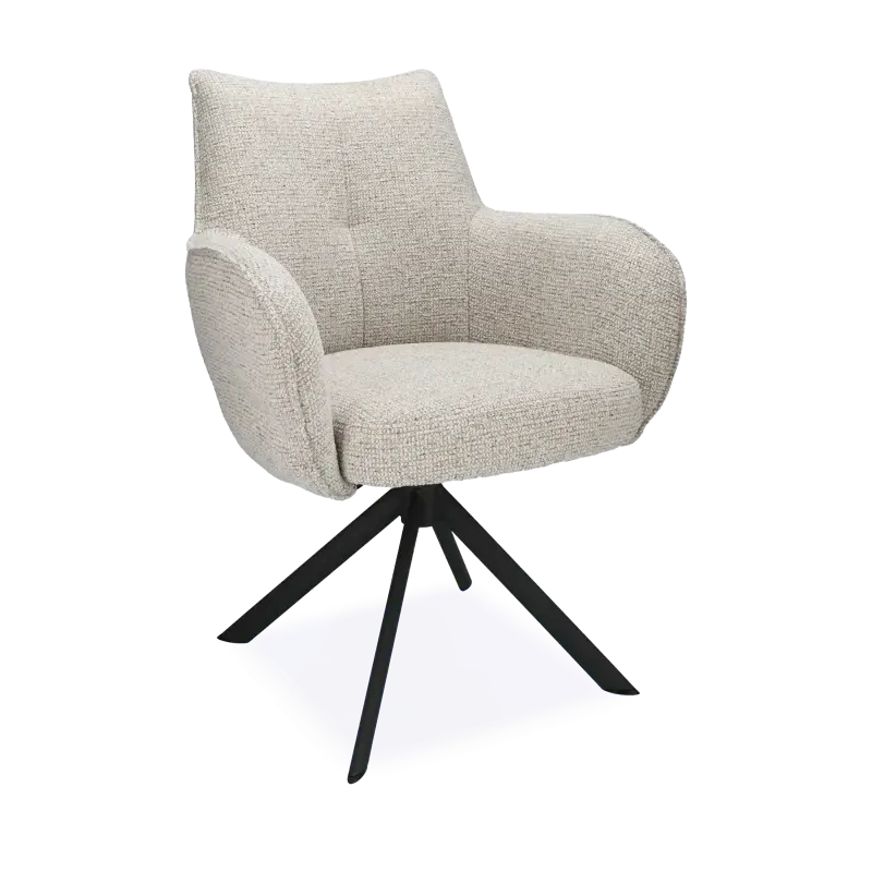 Armstoel Florian – draaibaar – stof Taurus Naturel – poot zwart