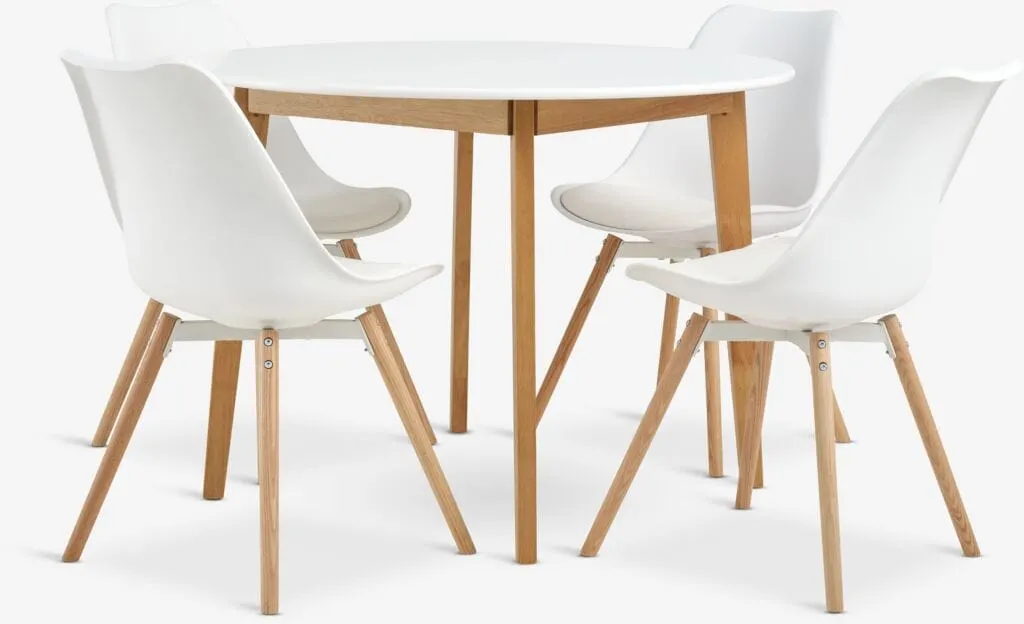 JEGIND Tavolo Ø105 cm bianco + 4 KASTRUP Sedie bianco