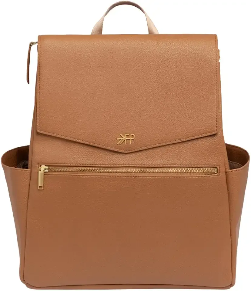 Freshly Picked Classic Diaper Bag II Backpack – Premium Vegan Leather, Large Capacity Baby Bag with Changing Pad, Stylish & Functional for Moms & Dads, Butterscotch
