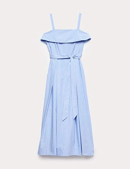 Midi-Trägerkleid aus reiner Baumwolle mit Streifenmuster