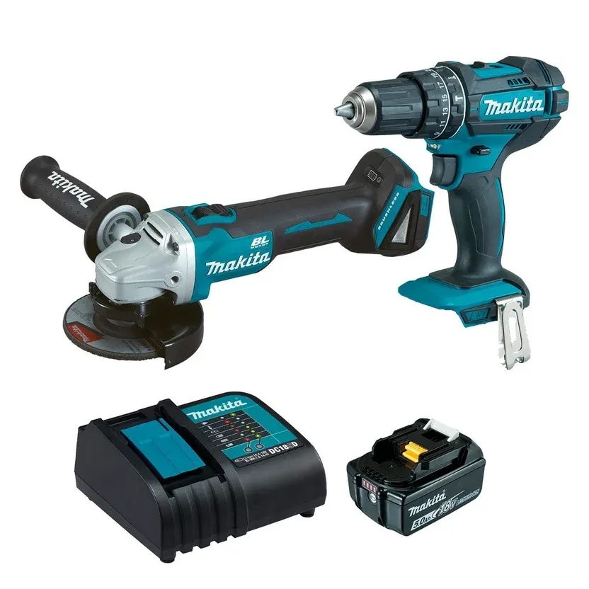 Combo Makita 18V Rotomartillo + Esmeriladora Inalámbricos