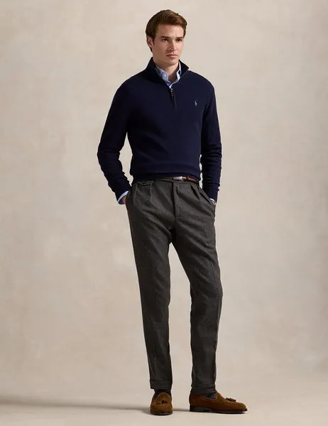 Wool Quarter-Zip Jumper Blue