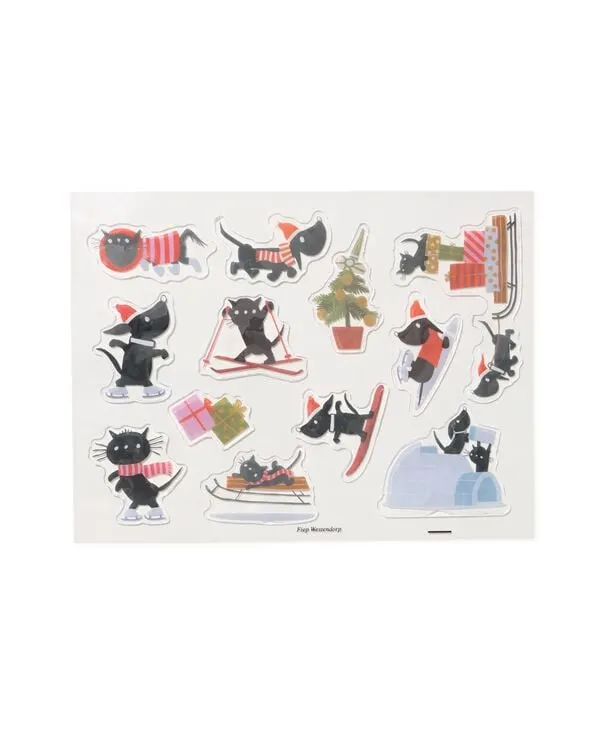 Takkie en Siepie raamstickers 30x27.5cm gel kerst - 12 stuks