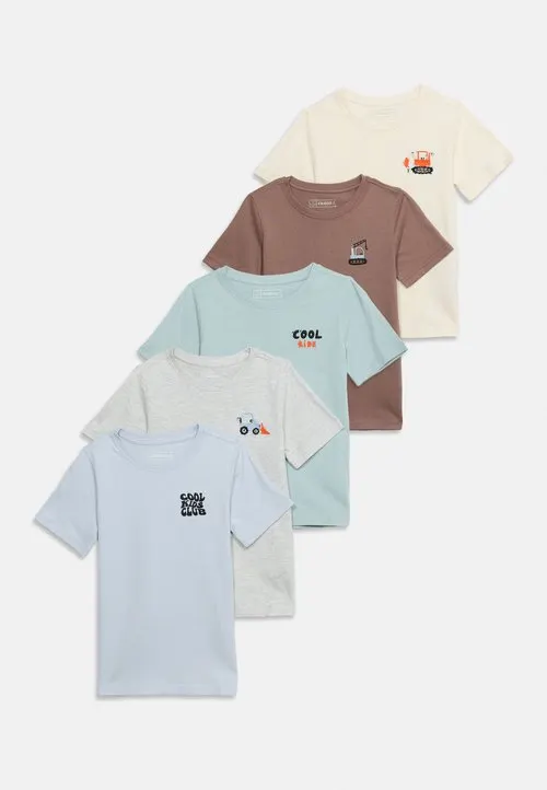 5 PACK - T-shirts - mottled grey/light blue/white