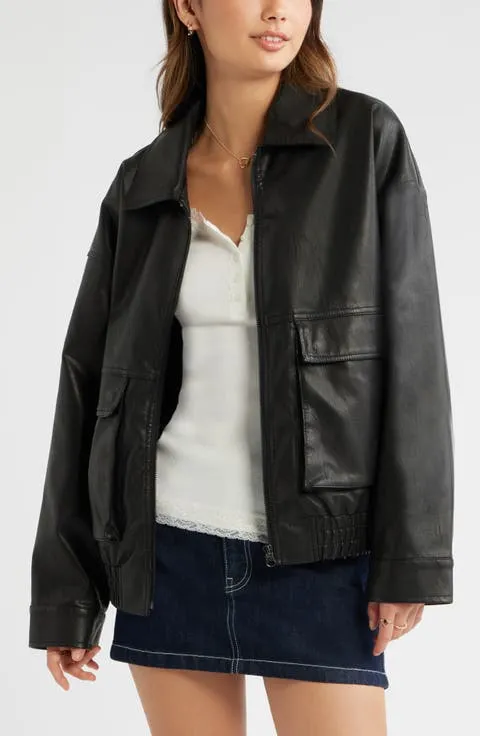 Relaxed Faux Leather Jacket
