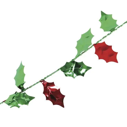Enchanted Forest® 50' Red & Green Leaves Wire Tinsel Christmas Garland