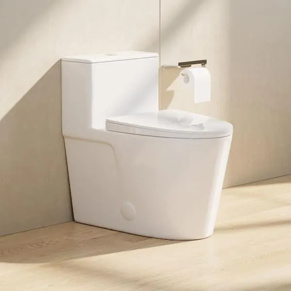 Casta Diva Rough in 12 in. Elongated One-Piece Toilet 1.0/1.6GPF in White, Dual Flush Skirted Toilet, Seat Included
