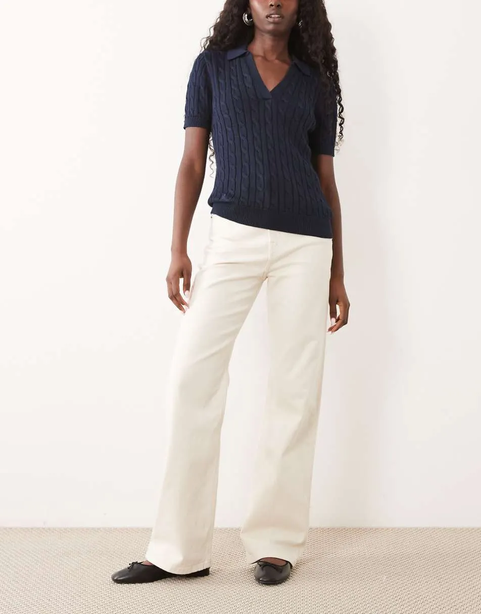 Lauren by Ralph Lauren straight loose jeans in cream