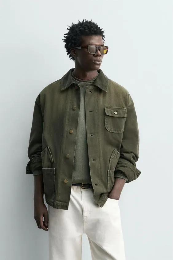 VINTAGE-EFFECT SUEDE LEATHER JACKET